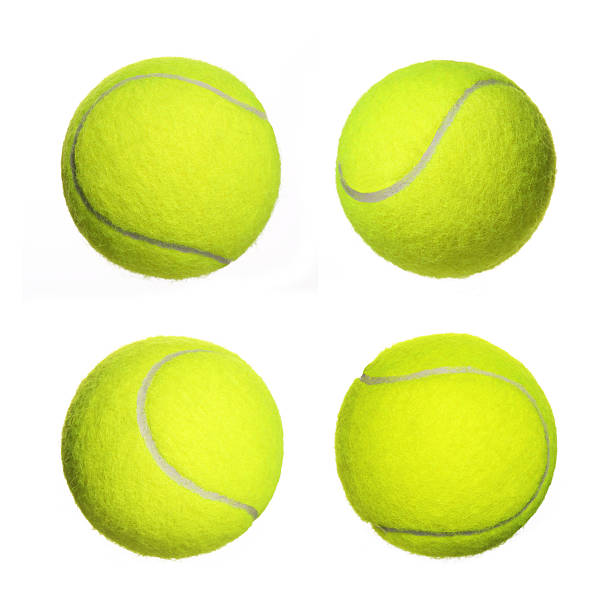 tennis ball collection isolated - tennisbal stockfoto's en -beelden