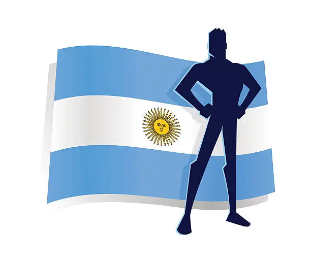 Vector illustration of Man Standing Pride In Front of Argentina Flag