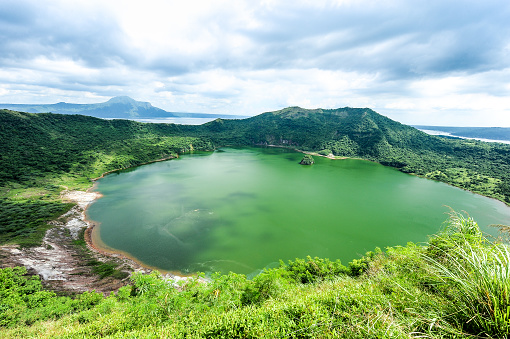 Lake crater at Taal volcano,Tagaytay city,Philippine.