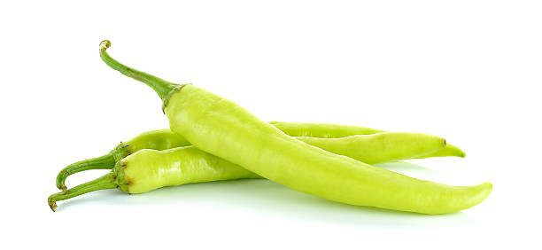 istock Green hot chili pepper isolated on the white background 480981954