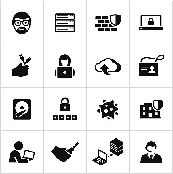 черный information technology icons - hard drive symbol computer part business stock illustrations