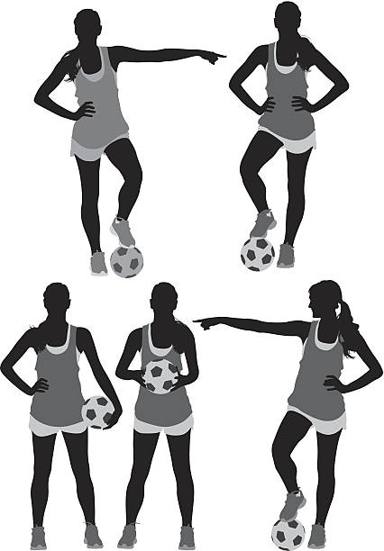 여성 soccer player - 말총 머리 일러스트 stock illustrations