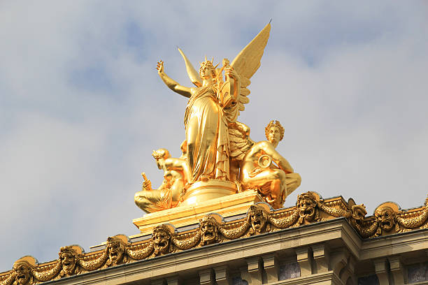 estátua dourada, opera garnier de paris. - opera garnier - fotografias e filmes do acervo