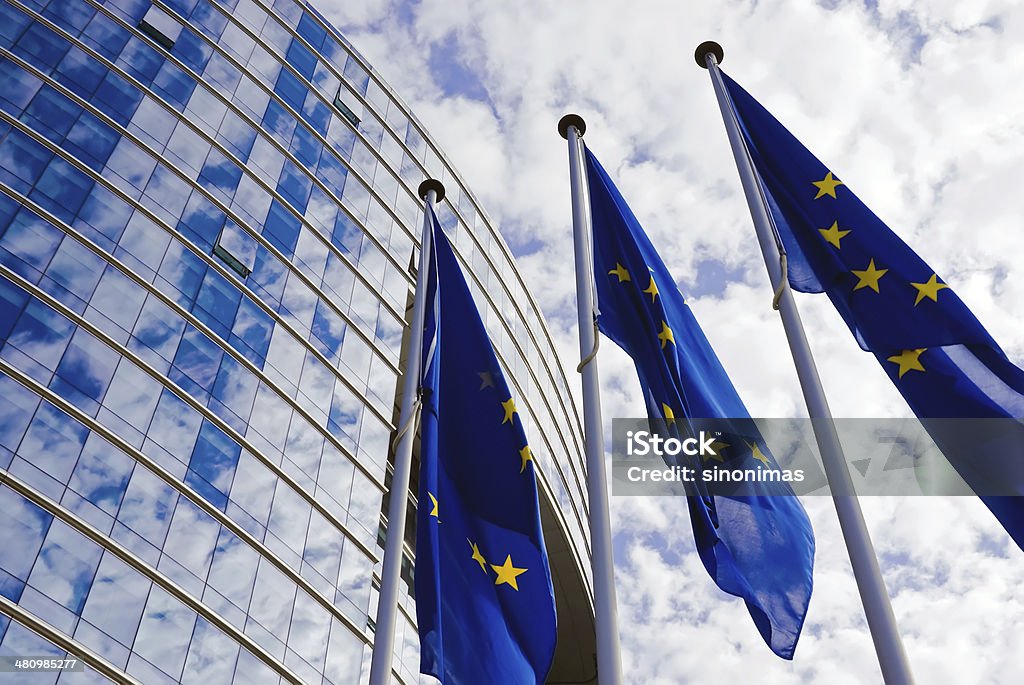 European Union Flags EU Flags at the European Commission Building European Union Stock Photo