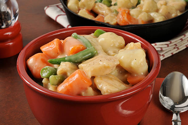 istock Chicken and dumplings with carrots and green beans 480992307