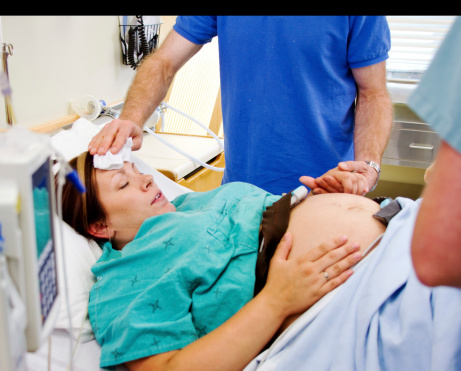 Maternity patient ready for delivery in hospital
