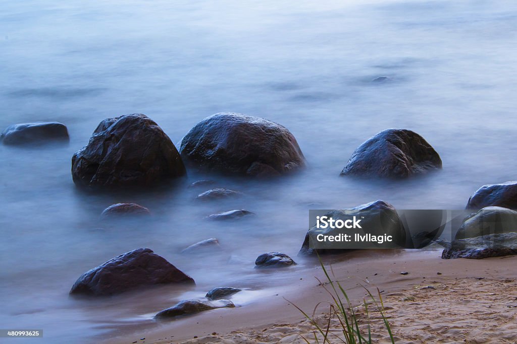 After The Sunset Rocky beach Atmospheric Mood Stock Photo