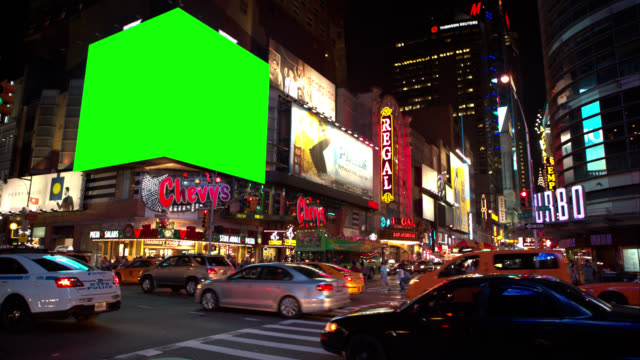 Big Chroma Key Green screen NYC Busy Intersection