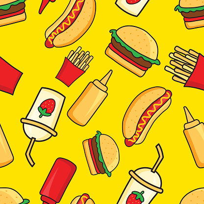 Fast Food Stock Pattern Fast Food Pattern Stock Illustration - Download Image Now - 2015 ...