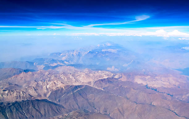 top view on the mountains of Afghanistan from a height of 10,000 meters above the Ground
