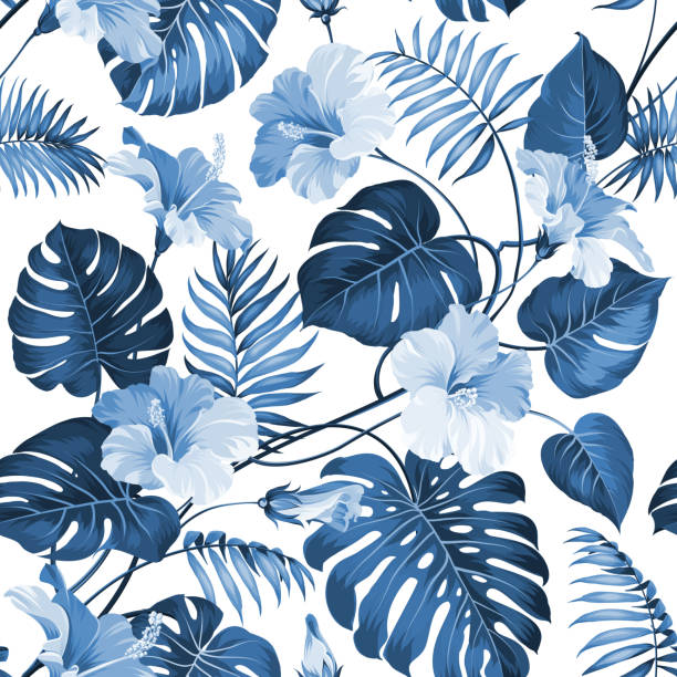 liści palmy miejscowo - seamless art leaf decor stock illustrations