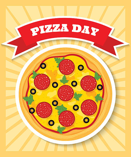 ilustrações de stock, clip art, desenhos animados e ícones de pizza dia - pepperoni pizza green olive italian cuisine tomato sauce