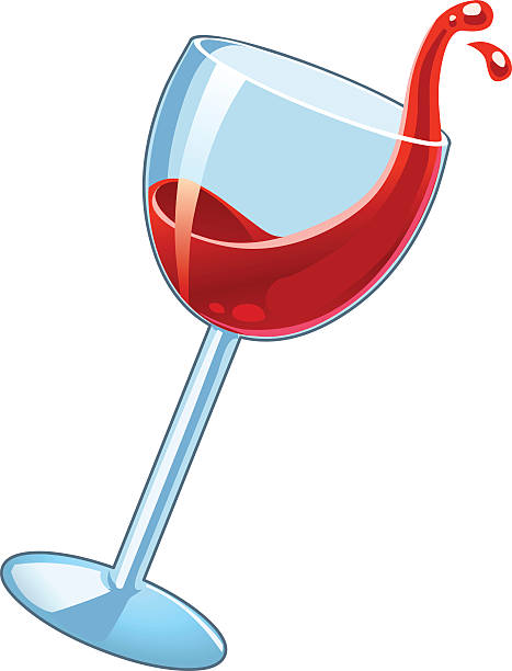 weinglas mit rotwein. - spilling wine glass drink stock-grafiken, -clipart, -cartoons und -symbole