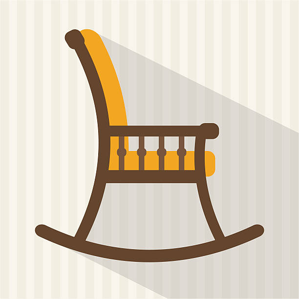 Rocking chair Rocking chair with long shadow. Flat style vector illustration. rocking chair stock illustrations