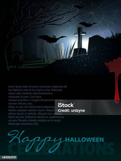 Halloweenhintergrund Mit Textfreiraum Stock Vektor Art und mehr Bilder von Baum - Baum, Feiern, Friedhof