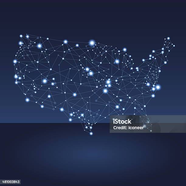Usa Network Karte Stock Vektor Art und mehr Bilder von Karte - Navigationsinstrument - Karte - Navigationsinstrument, USA, Verbindung