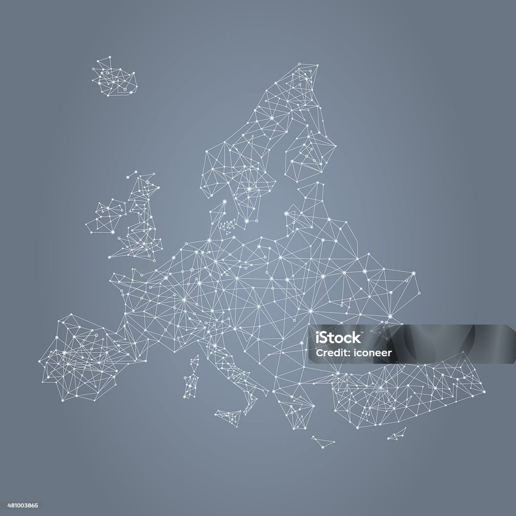 Europa-Netzwerk-Karte Grau - Lizenzfrei Digital Composite Vektorgrafik