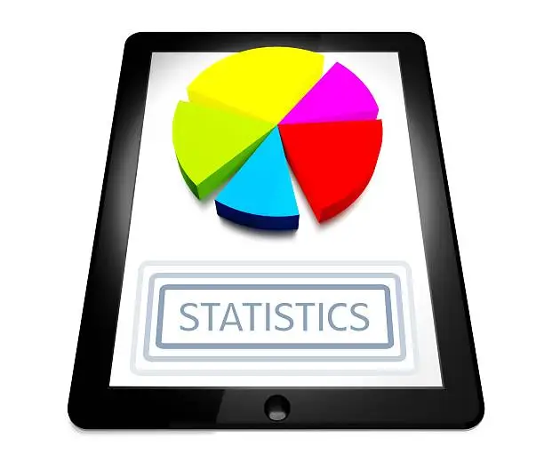 Photo of 3d graph digital tablet with statistics button