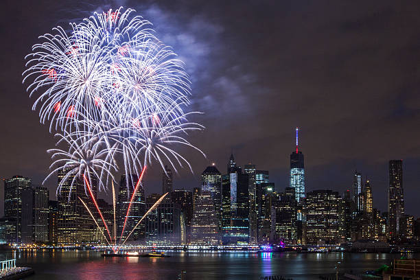 istock Independence Day With Fireworks in New York City 481009982
