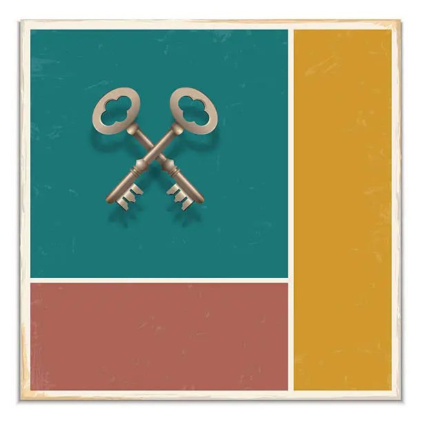 Vector illustration of Two keys on grunge background