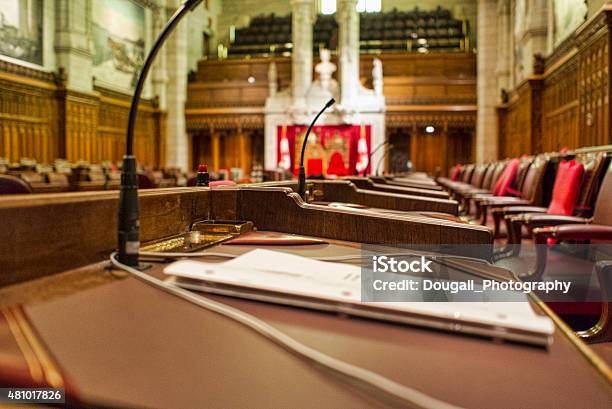 Close Up Of Senators Desk In The Canadian Senate Stock Photo - Download Image Now - Canada, Government, Parliament Building