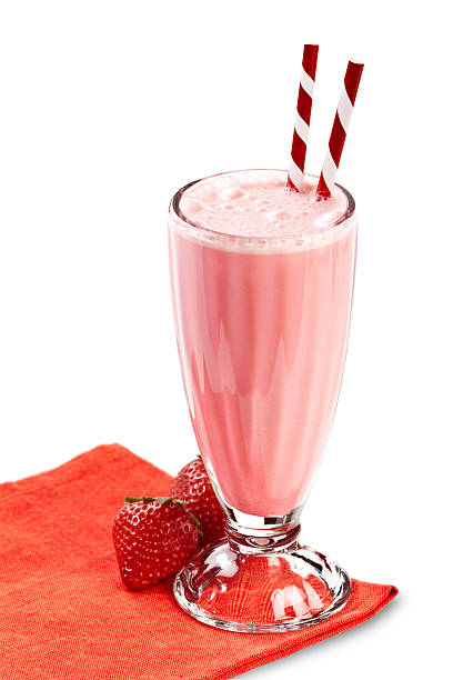 istock Strawberry Milkshake with strawberry fruits on white backdrop. 481019242