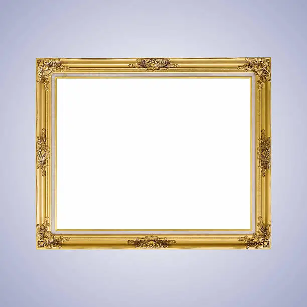 Gold louise photo frame over white background,isolated object