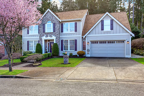 istock State of the art home with blue theme and grass. 481019410