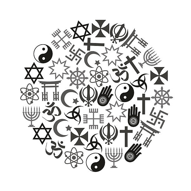 world religions symbols vector set of icons in circle eps10 world religions symbols vector set of icons in circle eps10 religious symbol stock illustrations