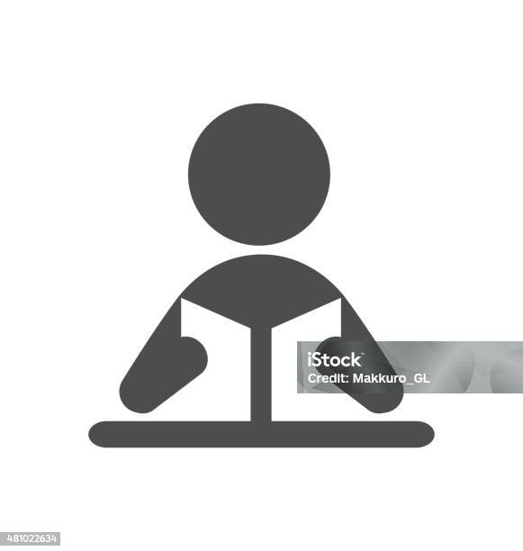 Read Book Man Flat Icon Pictogram Isolated On White Stock Illustration - Download Image Now