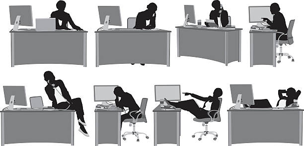 Various actions of businesswoman Various actions of businesswomanhttp://www.twodozendesign.info/i/1.png feet up stock illustrations