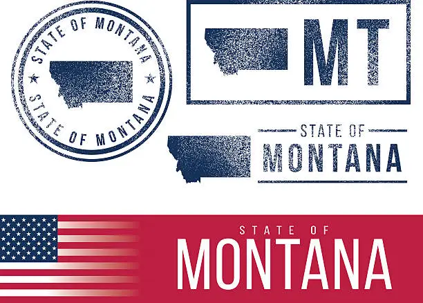 Vector illustration of USA rubber stamps - State of Montana