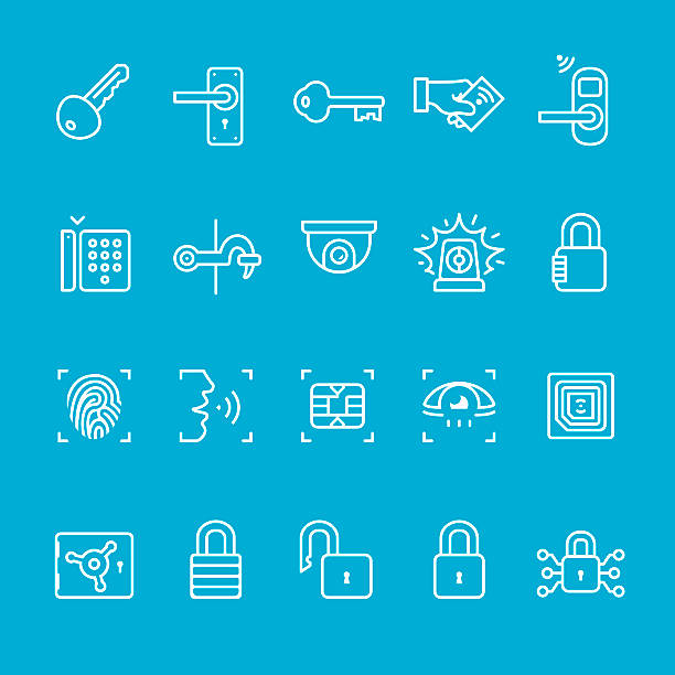 kolekcja ikony kontroli dostępu - network security flash stock illustrations