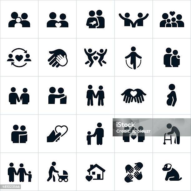 Couples And Family Relations Icons Stock Illustration - Download Image Now - Icon Symbol, Family, Child