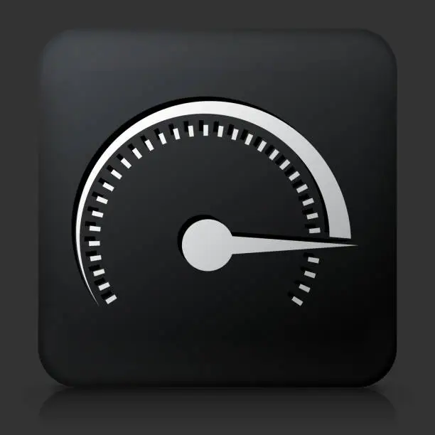 Vector illustration of Black Square Button withTop Speed Icon