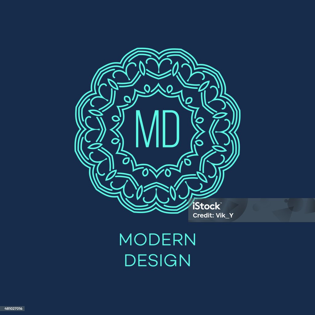 Vector Geometric Frame In Mono Line Style Monogram Design Element Stock ...
