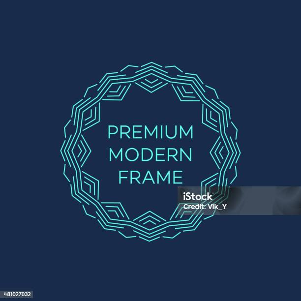 Vector Geometric Frame In Mono Line Style Monogram Design Element Stock ...