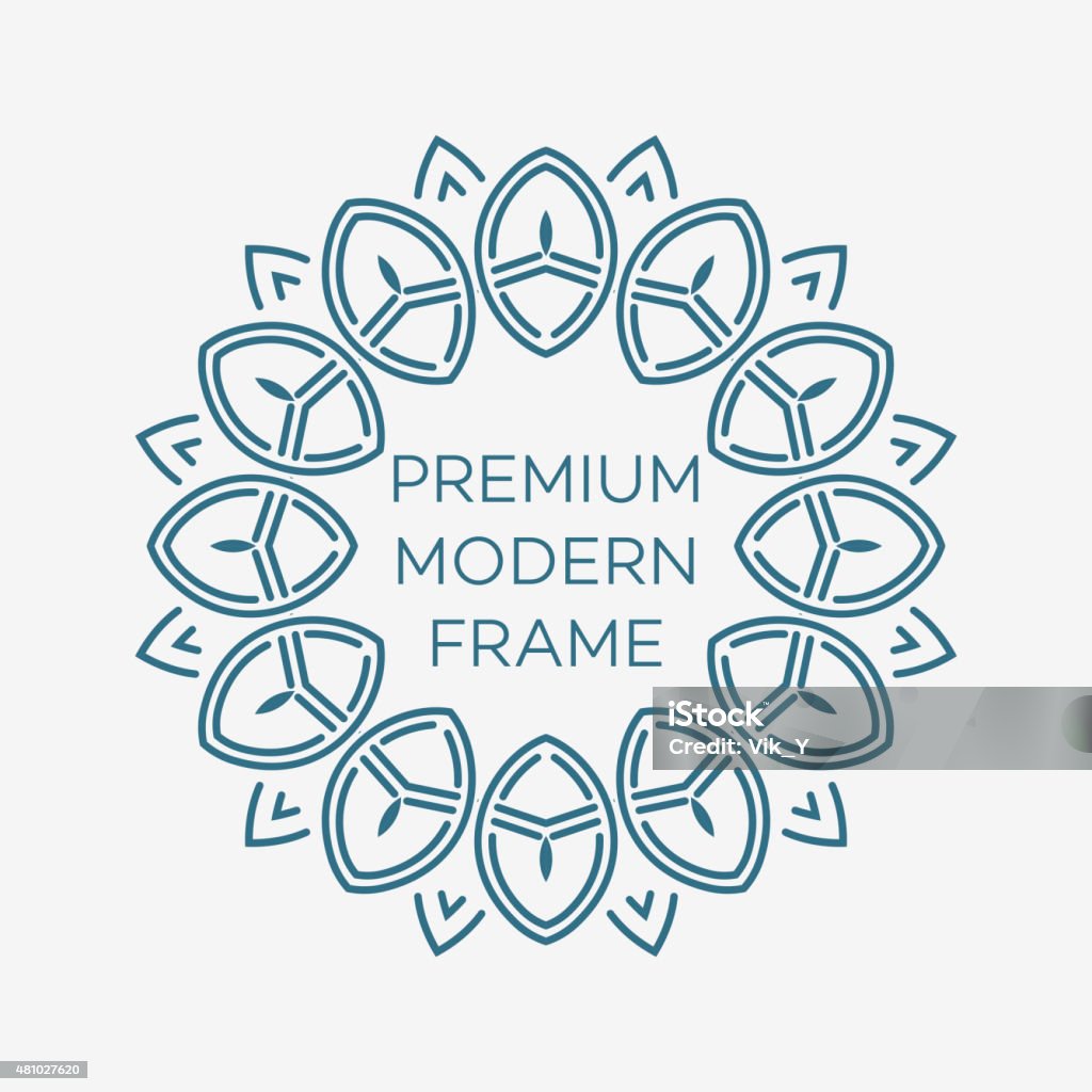 Vector Geometric Frame In Mono Line Style Monogram Design Element Stock ...