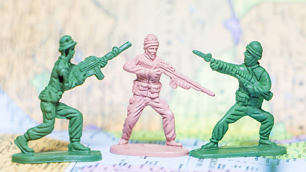 istock Toy Soldiers  on paper map background 481028630
