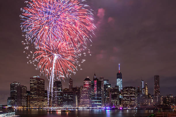 istock Independence Day With Fireworks in New York City 481028818