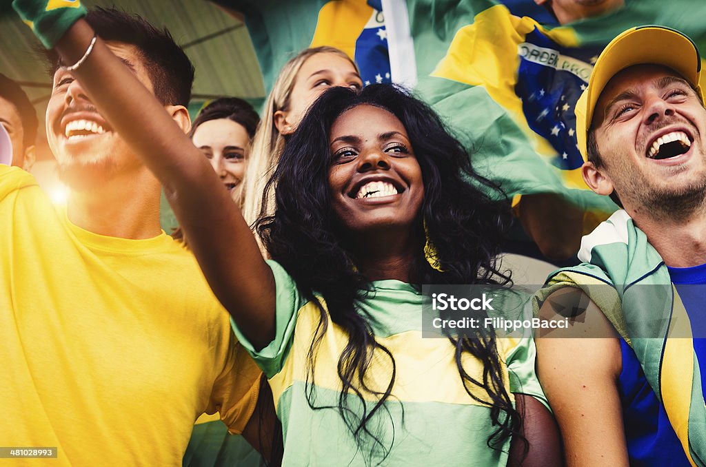 Les Fans de Brésil au stade - Photo de Championnat mondial de football libre de droits