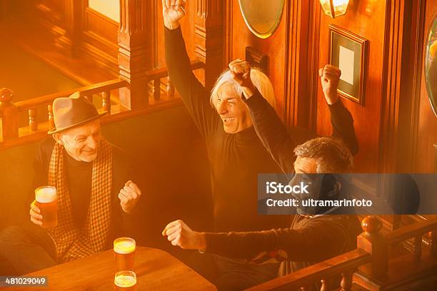 Friends In A Pub Stock Photo - Download Image Now - Active Seniors, Adult, After Work