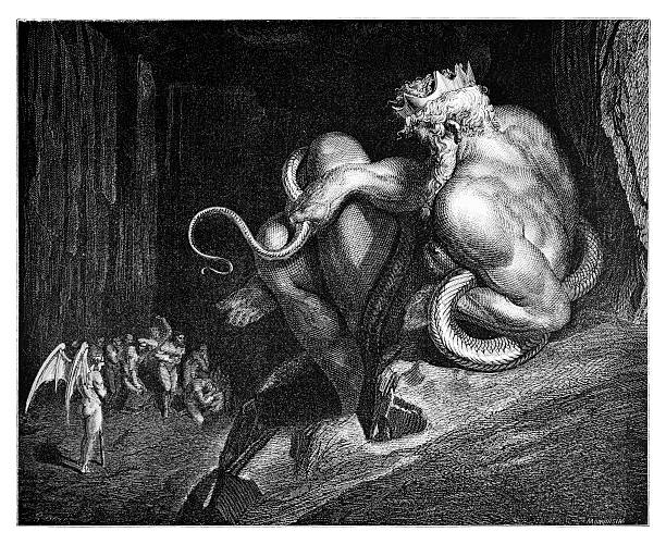 Minos, judge of the damned Minos, judge of the damned.  dante stock illustrations