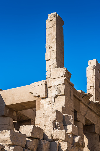 Pillars of the Great Hypostyle Hall of the Karnak temple, Luxor, Egypt (Ancient Thebes with its Necropolis).