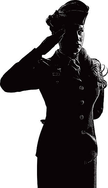 빈티지 여자 병정 경례 - veteran military armed forces saluting stock illustrations