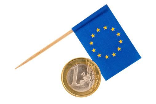 European flag with Euro coin.  