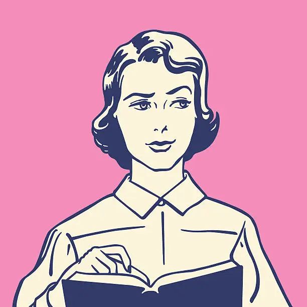 Vector illustration of Perplexed Woman With Book