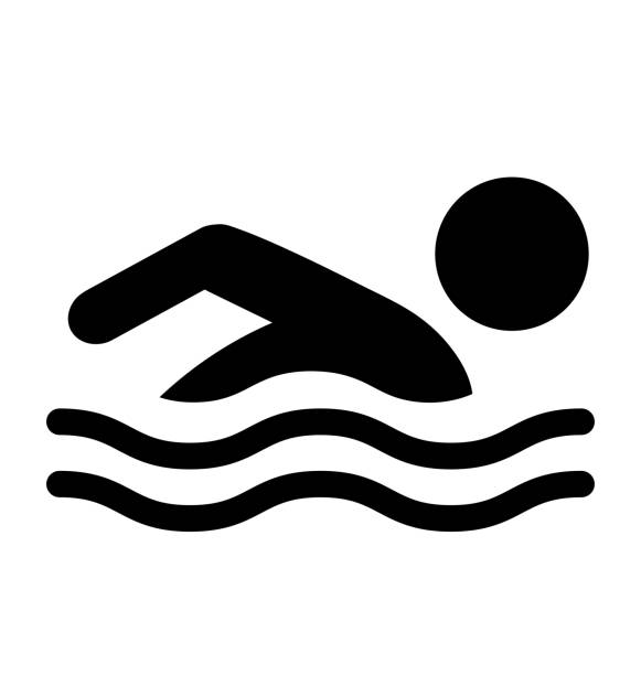 Summer Swim Water Information Flat People Pictogram Icon Isolate Summer Swim Water Information Flat People Pictogram Icon Isolated on White Background swimming stock illustrations