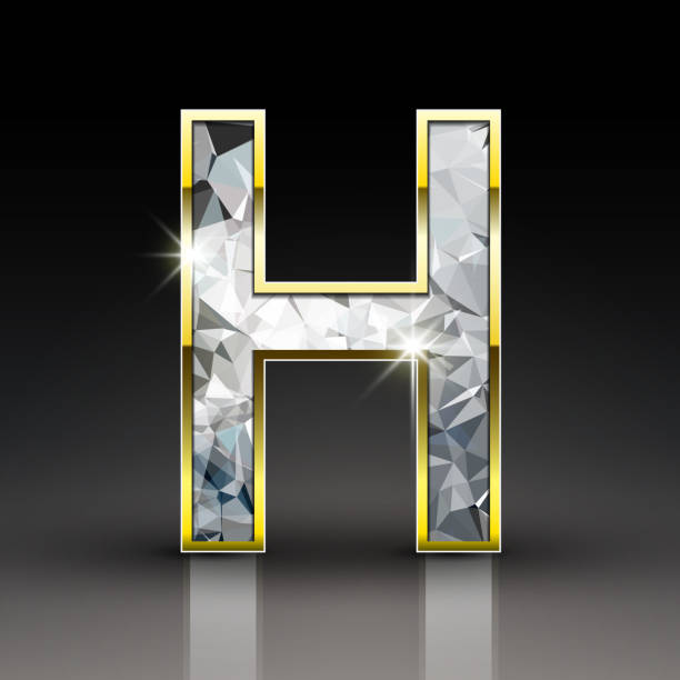 ilustrações de stock, clip art, desenhos animados e ícones de 3 d brilhante diamante latina h - diamond letter h alphabet text