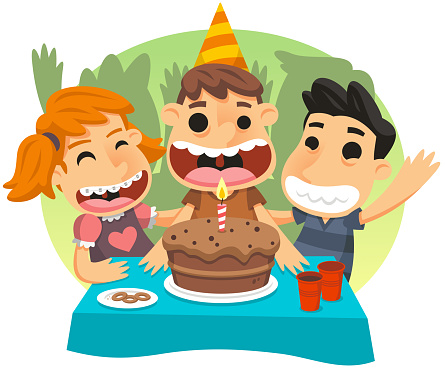 Boy ad Girl Birthday Party, vector illustration cartoon. 